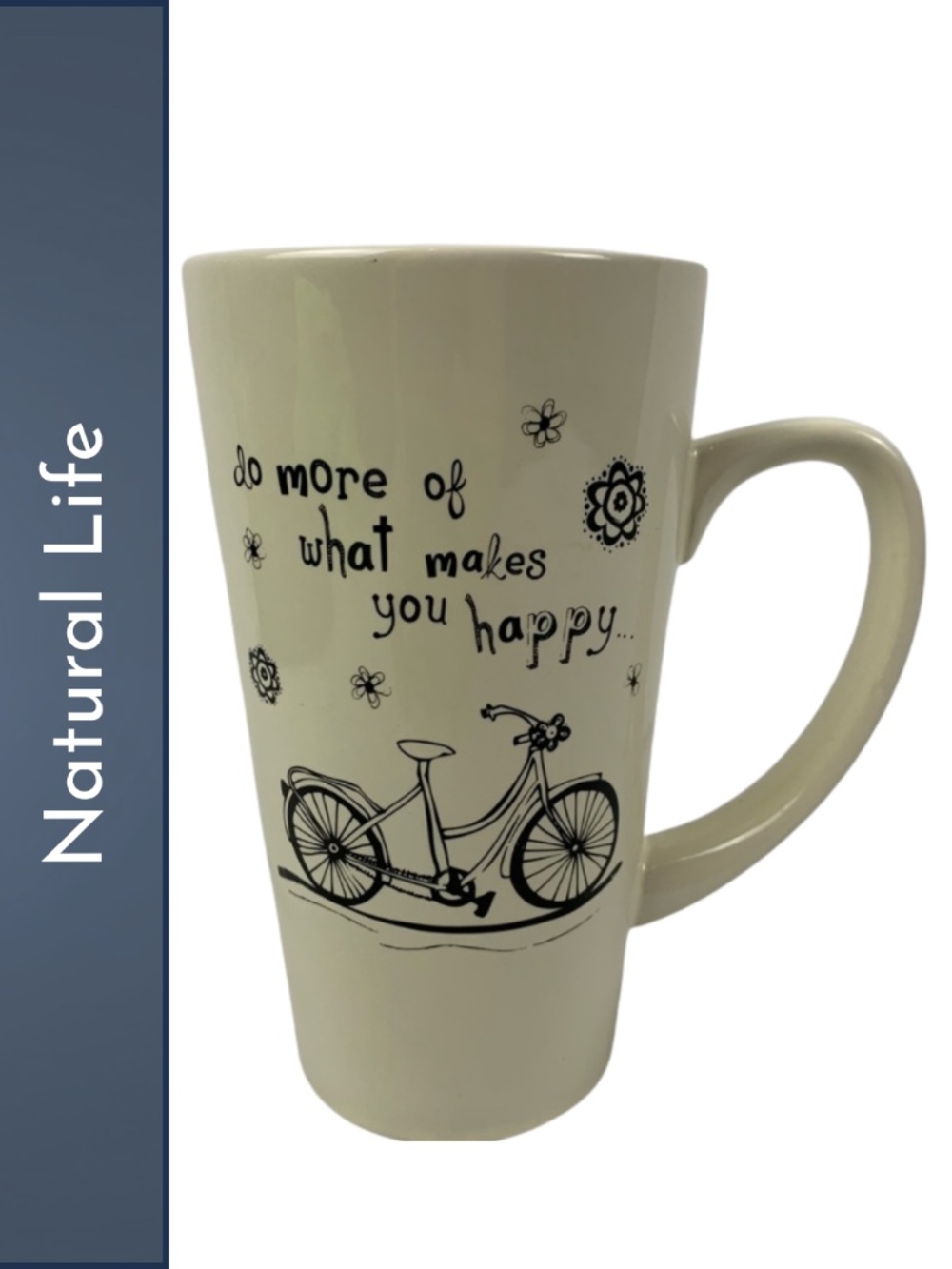 Natural Life Cream Inspirational Mug with Bicycle Design 6" Tall